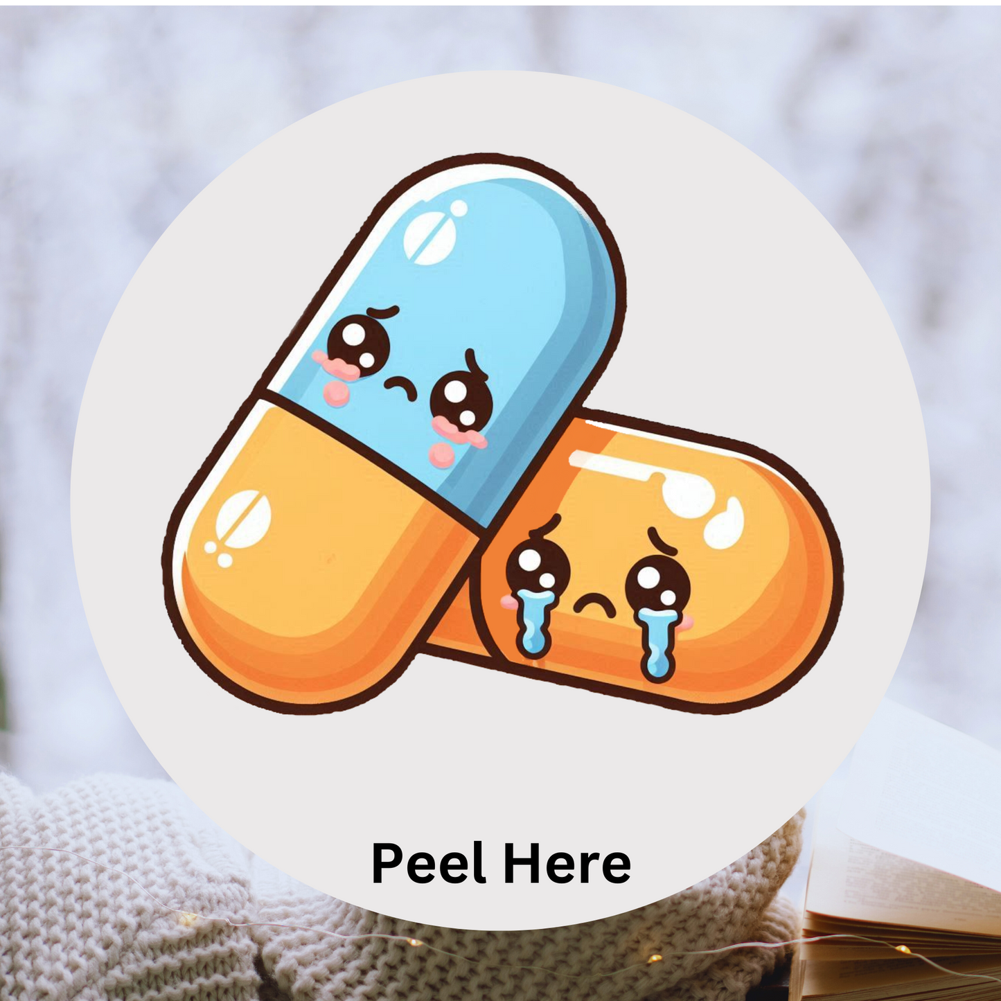 Sad Pills Emote Sticker 3x3 inch